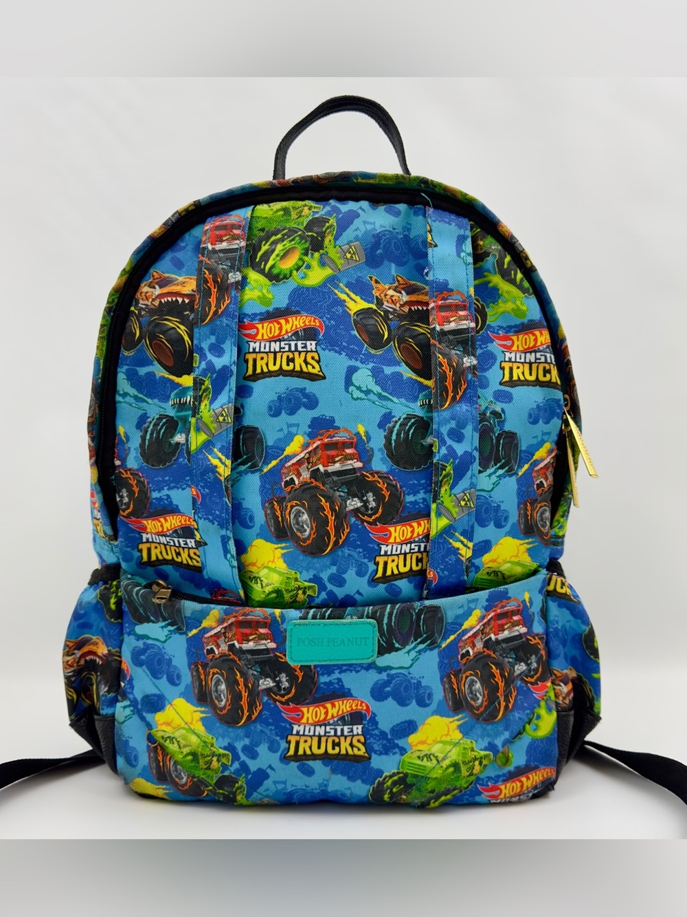 Posh Peanut x Hot Wheels Monster Trucks Full Size Backpack Blue Rare VHTF